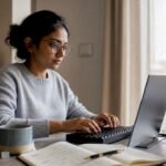Developer coding real-time web app in home office
