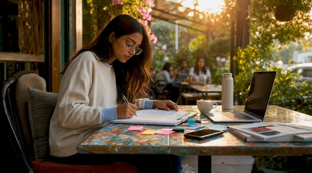Entrepreneur sketching mobile app MVP wireframes
