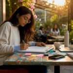 Entrepreneur sketching mobile app MVP wireframes