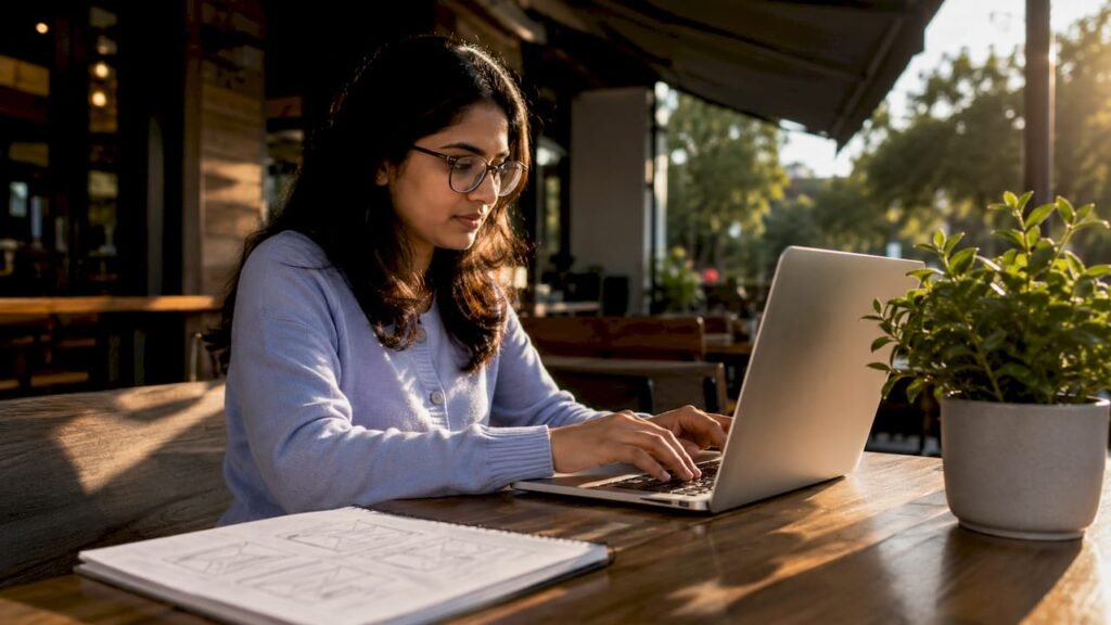 Developer typing React code in home office