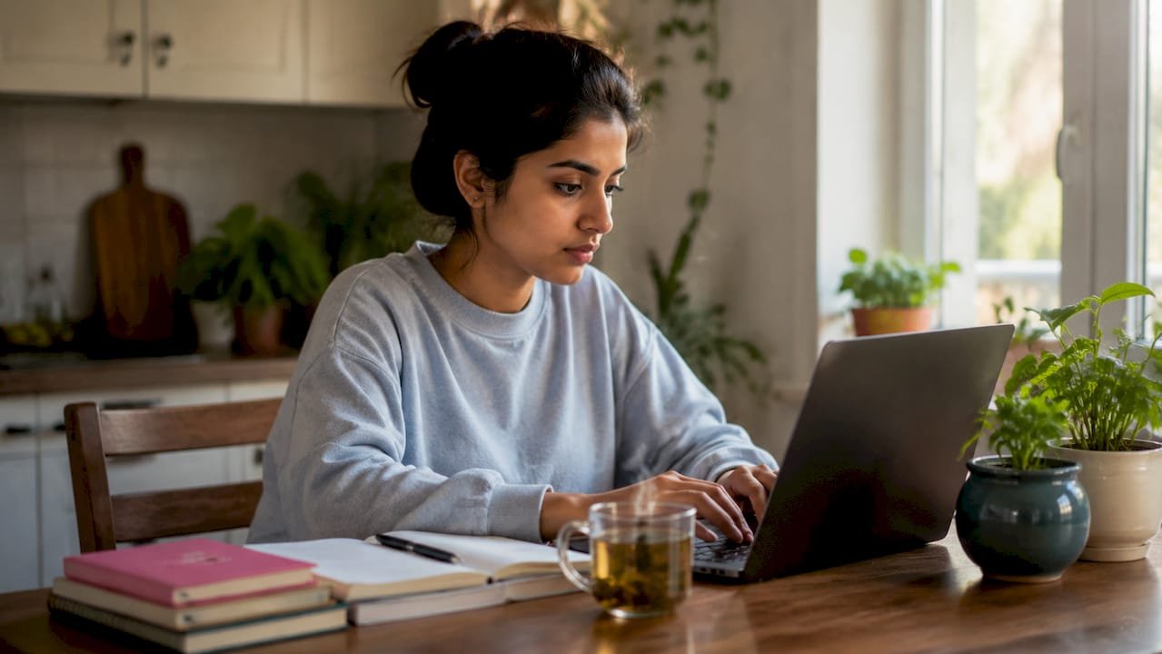 Developer coding Flutter app in startup workspace