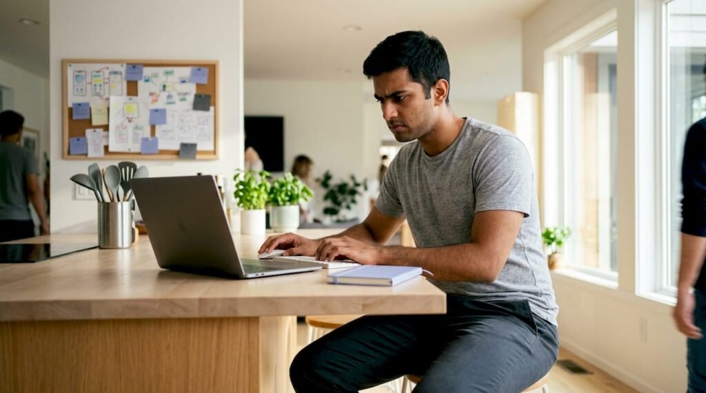Startup founder coding cross-platform app