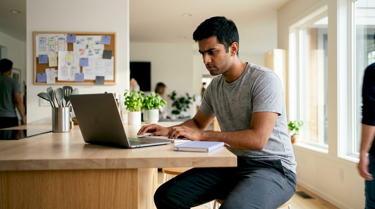 Startup founder coding cross-platform app