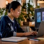 Developer coding mobile app for scalability