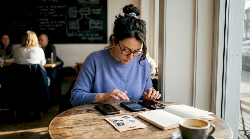 Developer testing mobile app performance on devices