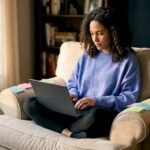 Developer coding Flutter app workflow at home desk